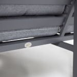 Aiam&ouml;&ouml;blikomplekt ADRIAN laud ja nurgadiivan, tumehall alumiiniumraam, hallid padjad