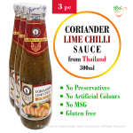 Koriandri laimi t&scaron;illikaste, Coriander Lime Chilli Sauce, Thai Dancer, 3x300ml