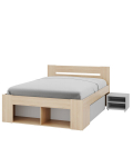 RYGA 09 Kaheinimesevoodi 160x200 &ndash; tamm Riva 3D / helehall voodipesukastiga