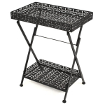 vidaXL kokkupandav teelaud, metall 58 x 35 x 72 cm, must