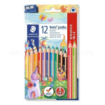 V&auml;rvipliiatsid 10+2 v&auml;rvi+teritaja Noris Jumbo, kolmetahulised, Staedtler /5 EOL