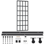 vidaXL liuguks riistvarakomplektiga, ESG klaas ja alumiinium, 76 x 205cm, Juoda