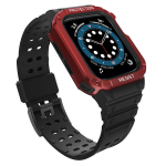Apsaugos dirželio juostos korpuso apyrankė, skirta Apple Watch 7 / 6 / 5 / 4 / 3 / 2 / SE (45 / 44 / 42 mm) korpuso &scaron;arvuotas laikrodžio dangtelis juodas / raudonas