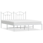 vidaXL metallist voodiraam peatsiga, valge, 160x200 cm