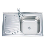 Roostevabast terasest valamu D8050A, vasakpoolse Dekor sifooniga