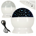 Star Projector Night Light 2in1 USB valge