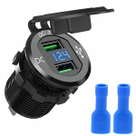 Laadimispesa Usb Qc 3.0a Voltmeeter Sinine, Must, Universaalne, ME Premium, Įkrovimo Lizdas Usb Qc 3.0a Voltmetras Mėlyna, Juoda, Universali, ME Premium