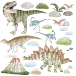 Laste seinakleebised poiss dinosaurused vulkaan suur komplekt 100x200