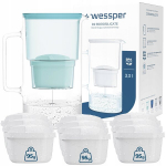 Wessper aquamax klaasist filterkannu 3.3l + 10x Wessper aquamax filter