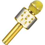 Karaokemikrofon sisseehitatud k&otilde;lariga, kuldne