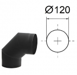 Korstna v&auml;ljalaskeava 90&deg;. D-120 mm. Paksus 2 mm.