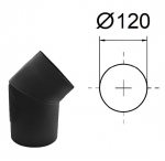 45&deg; kurv koos revisjoniga, Must metall 2 mm, D-120 mm