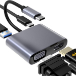 iLike HD5 4in1 konverter USB-C-st Hdmi-ks 4K 30Hz / VGA monitor / USB 3.0 / USB-C PD 100W (OEM)