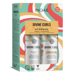 Lokkis juuste hoolduskomplekt INOAR Divine Curls Duo Kit: &scaron;ampoon 250 ml + palsam 250 ml