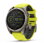 Garmin fēnix&reg; 8 &ndash; 47mm Solar Sapphire titanium with an amp yellow/graphite silicone band