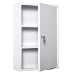Lukustatav metallist ravimikapp ravimite hoiustamiseks, 3 riiuliga esmaabikapp, 40 x 18 x 60 cm, valge