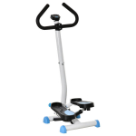 Stepper treeningseade, LCD-ekraan, libisemisvastased pedaalid, teras ja ABS, 55x44x108 cm, kuni 100 kg, Mėlyna+balta