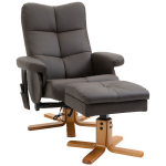 Massaaži ja lamamisfunktsiooniga relax-tool koos jalatoega, ergonoomiline TV-tool, 145&deg; kallutus, 10 vibratsioonipunktiga, kunstnahk, pruun, 80 x 86 x 99 cm, Ruda