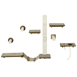 Kassitrepi komplekt, ronimissein, 8-osaline, kuni 8 kg, vastupidav, Pruun/Kreemjas valge