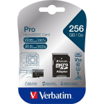 Verbatim m&auml;lukaart microSDXC Pro 256GB Class 10 UHS-I + Adapter