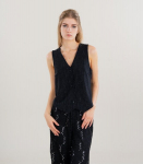 Pieces naiste vest 17154256*01, must/h&otilde;bedane