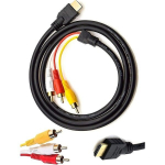 Hdmi-RCA-teleri kaabel Hdmi isane ja 3 RCA isane kaabel Video helikomponendi muunduri adapter 1080p kaabel HDTV jaoks, must 5 jalga/1,5 m