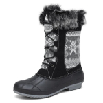 Kootud mustri ja sooja voodriga porisaapad/talvesaapad naistele Mishansha, must