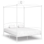 vidaXL baldahhiiniga voodiraam, valge, metall, 160 x 200 cm