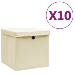 vidaXL hoiukastid kaanega 10 tk, 28 x 28 x 28 cm, kreemjas