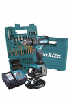 Akuga l&ouml;&ouml;ktrell-kruvikeeraja tarvikutega Makita DHP485FJX1