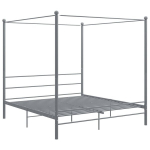 vidaXL baldahhiiniga voodiraam, hall, metall, 180 x 200 cm, Pilka