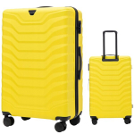 Wings suur reisikohver ABS, kollane musta aktsendiga, 4-rattaline k&otilde;va pagas, 97L turvalukuga ja t&otilde;mmatava k&auml;epidemega