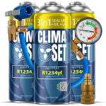 A/C hoolduskomplekt 3in1 R1234yf 3x 170 g ClimaSet + manomeetriga voolik ja YF-adapter