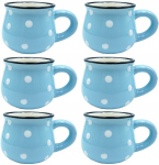 Stiilne 6x espresso tasside komplekt, keraamika, helesinine, 6x 90ml