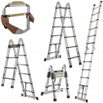 Teleskoopredel saranaga StandHeiz max. 150 kg 500 cm 5 m (2,5 m + 2,5 m) pikk alumiiniumist tugev, kerge, ehitust&ouml;&ouml;de jaoks