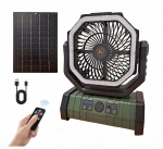 Kaasaskantav ventilaator lambi, powerbanki, lambi ja p&auml;ikese laadimisega