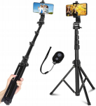 Nutitelefoni ja tegevuskaamera statiiv 169 cm Bluetooth puldiga, 360&deg; p&ouml;&ouml;ratav pea