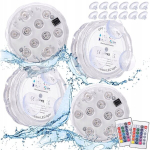 4x veealune led rgb basseini/spaa valgustus puldiga ip68