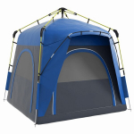 Outsunny kuppel telk 4 inimesele kerge, stabiilne veekindel UV 50+ pop up telk konksu ukse aknaga, groundsheet pere telk 1000mm veesambaga telk telkimine reisimine matkamine trekking aias, Mėlyna