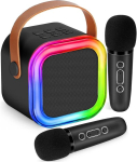 Karaoke masin lastele ja t&auml;iskasvanutele, mini karaoke mikrofon, juhtmevaba kaasaskantav bluetooth k&otilde;lar k&auml;snkattega, kingitus t&uuml;drukutele alates 4, 5, 6, 7, 8, 9, 10 (must)