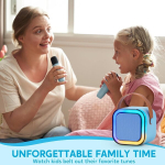 Syncfun karaoke masin lastele 2 bluetooth mikrofoniga, karaoke mikrofon lastele h&auml;&auml;lemuunduriga, led tuled, m&auml;nguasi t&uuml;drukutele alates 3-12 aastat, kingitused t&uuml;drukutele ja poistele (sinine)