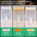 Lugemislambi raamatuklamber, usb laetav klamberlamp, 3 v&auml;rvitemperatuuri režiimi, reguleeritav heledus, raamatulamp, silmade kaitse klamberlamp, 360&deg; kokkupandav &ouml;iseks lugemiseks, voodile, kontorisse