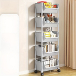 Mobiilne Riiulik&auml;ru: Mitmekihiline, Rattap&otilde;hine S&auml;ilituskorv Kodu Korrastamiseks , 1vnt 5 sluoksniai pilki