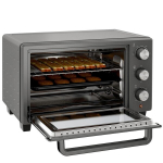 Miniahi Minip&ouml;&ouml;rd&otilde;huahi, 21 L r&ouml;sterahi 1 resti ja 1 k&uuml;psetusplaadiga, 3 k&uuml;psetusrežiimi, 100 &deg;C-230 &deg;C, roostevaba teras, klaas, hall, Pilka
