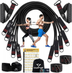 Takistusribade komplekt, 5 treeningriba, expander-toruribad, treeningriba suure k&auml;epidemega, pahkluurihm, ukseankru kinnitus, kandekott, ideaalne pilatese, j&otilde;utreeningu, f&uuml;sioteraapia jaoks