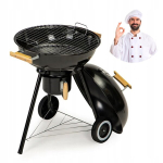 S&ouml;egrill Premium kaanega, &uuml;mmargune, 44 cm rest, rattad, tuhapann