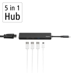 Hama USB C Hub, 5 &uuml;hendust, must