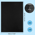 Belle Vous A3 Eva vahtplastilehed mustad, 10 tk pakis - P 47,1 x L 30 cm - 2 mm paksused k&auml;sit&ouml;&ouml;lehed Cosplay Halloweeni paberile, Diy kunstile - vahtplasti l&otilde;ikamine