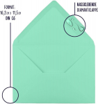 &Uuml;mbrikud C6, 50 tk - pastelroheline - tugev &uuml;mbrik (100 g/m&sup2;) kutsete, &otilde;nnitluskaartide jaoks - &uuml;mbrikud 114 x 162 mm - niiske liim ilma aknata (piparm&uuml;ndiroheline, 50 tk)