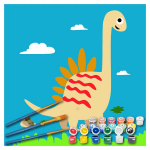 Pilt maali numbrite j&auml;rgi lastele 4-14 aastat 20x20 cm raamiga dinosaurus